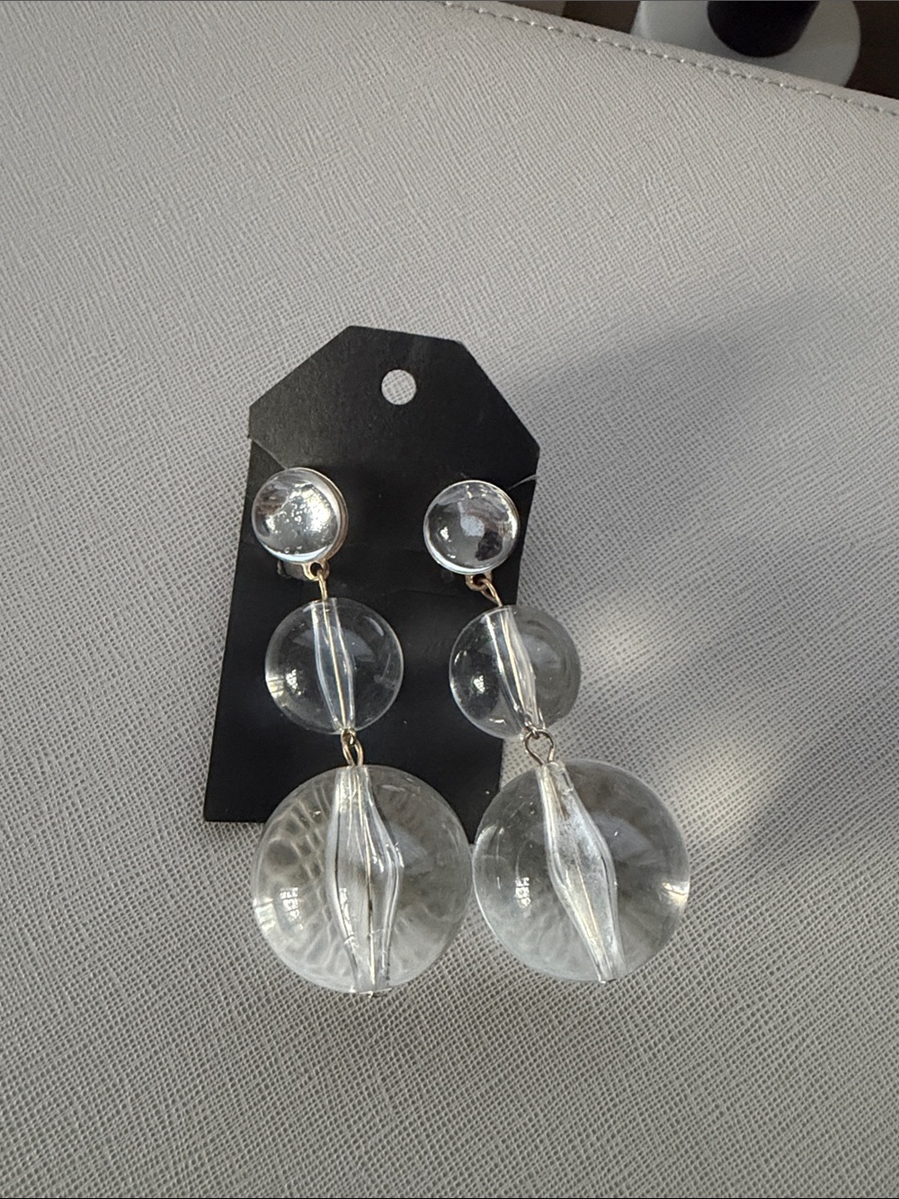 Vintage Clear Lucite Drop Statement Earrings